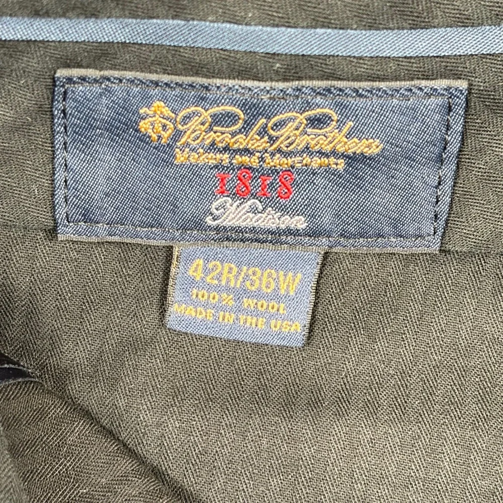 Brooks Brothers 1818 Madison Suit Mens Charcoal Gray Wool Pleated 2 Piece Set